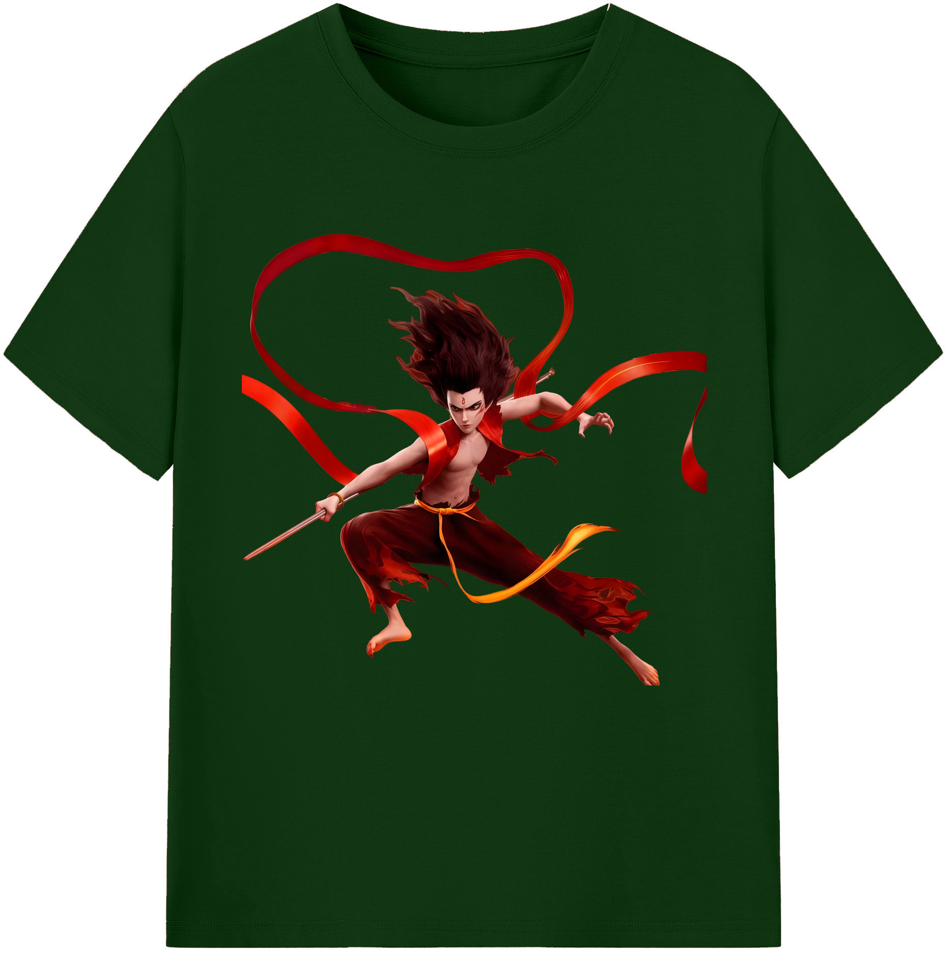 （画像用） Ne Zha 2 ナタ 魔童の大暴れ 綿100％半袖Tシャツ（フロントプリント）